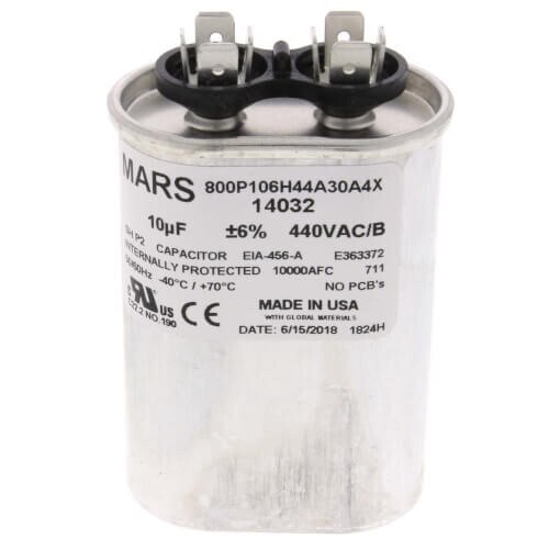 10 MFD Oval Run Capacitor 440V
