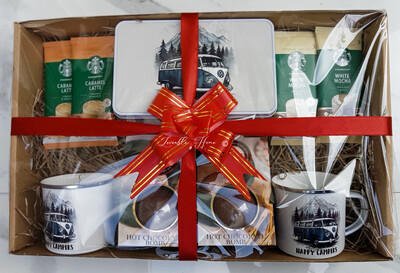 Ultimate Gift Set Hand Made Camper Van Shortbread Coffee Hot Chocolate Metal Mugs Gift Set Wrapped