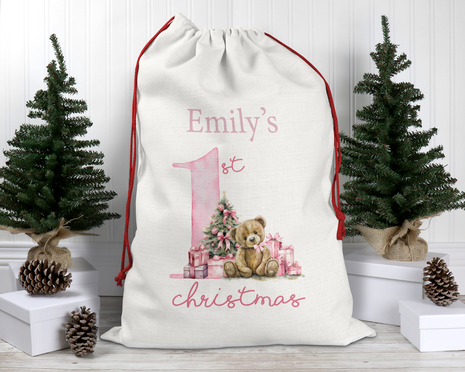 Personalised Santa Sack, Christmas Sack, Personalised Christmas Sack - Name, Initial Christmas Gift Bag, Christmas Keepsake First Christmas Teddy