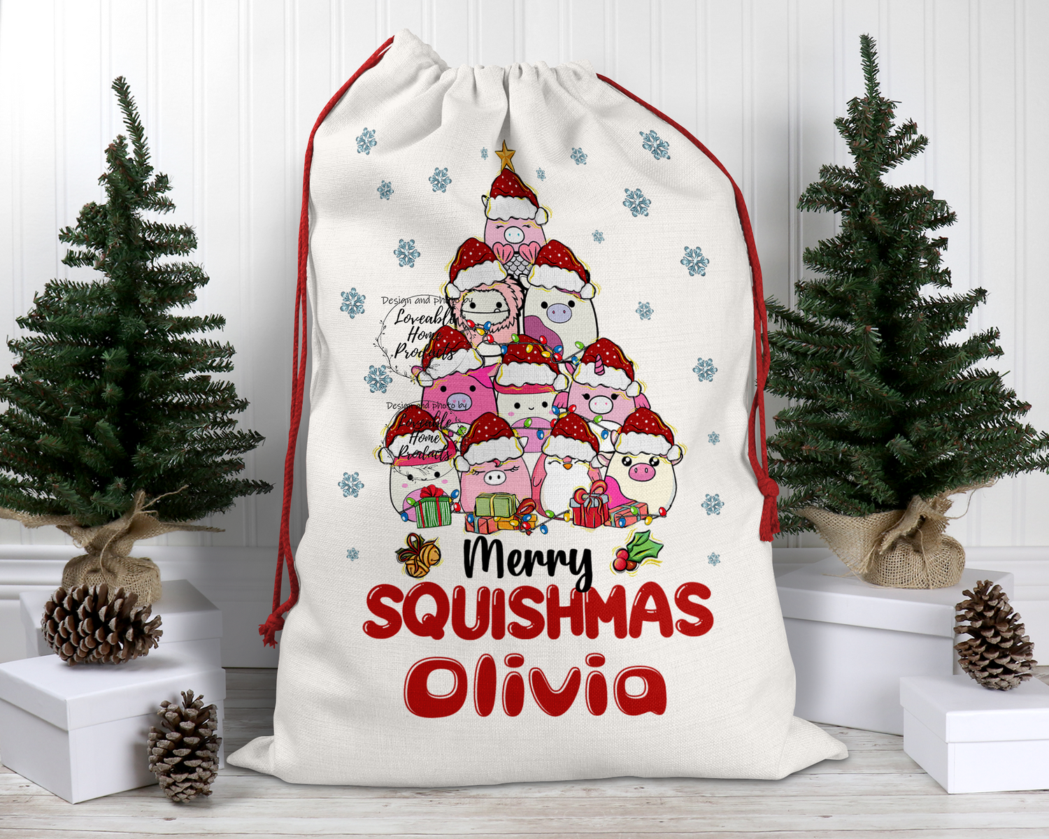 Personalised Santa Sack, Christmas Sack, Personalised Christmas Sack - Name, Initial Christmas Gift Bag, Christmas Keepsake Squishmallow