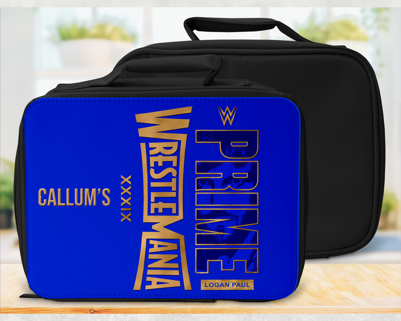 Personalised prime cooler bag for lunchbags, fully Insulated and personalised with name, custom wrestlemania design 24x18cm