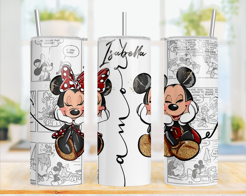 20Oz Vintage Minnie themed Insulated tumbler with stainless steel straw and lid