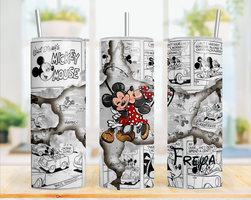 20Oz Vintage Minnie themed Insulated tumbler with stainless steel straw and lid