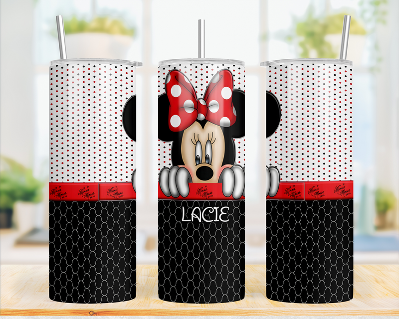 20Oz Vintage Minnie themed Insulated tumbler with stainless steel straw and lid