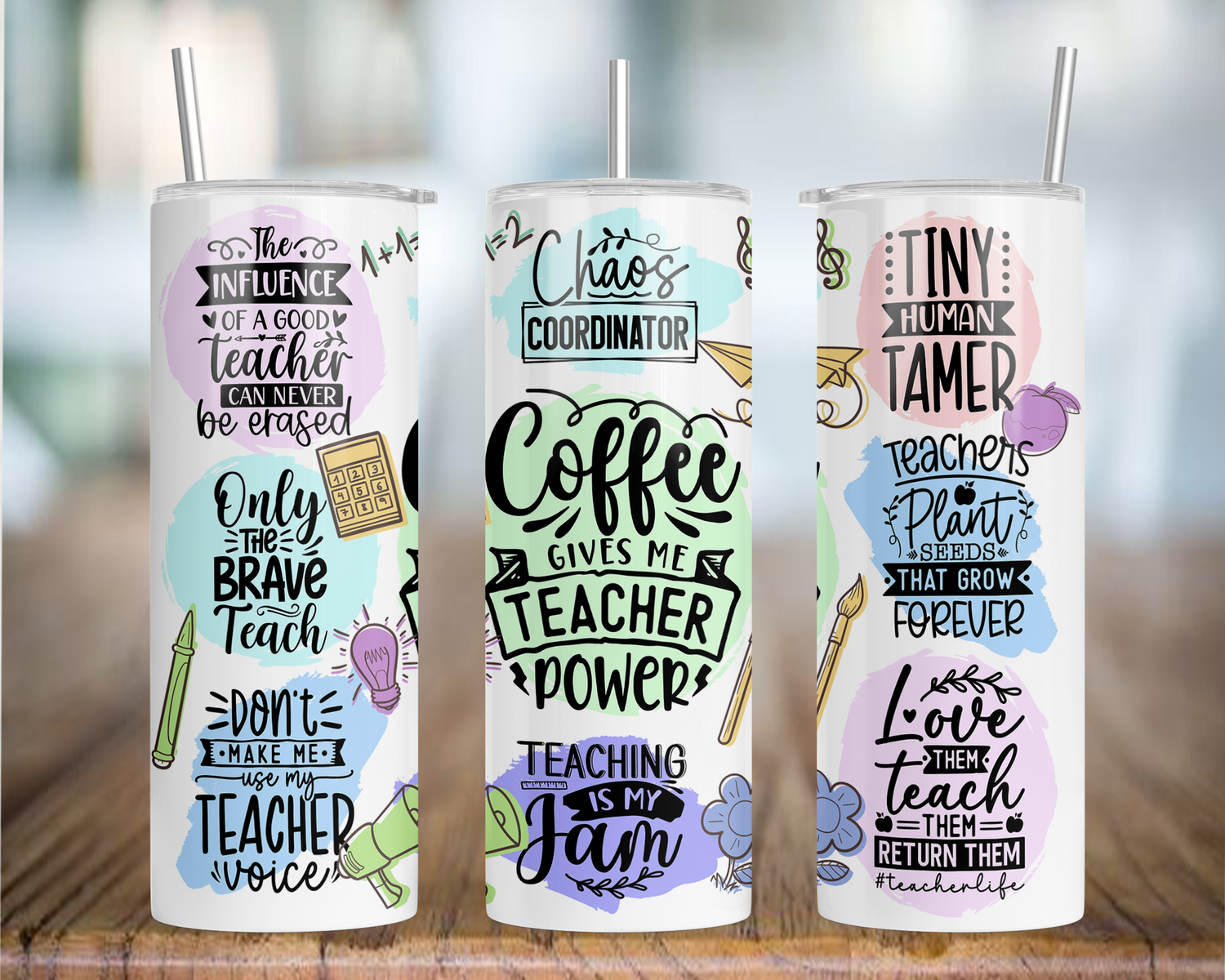 20Oz Teacher themed Insulated tumbler with stainless steel straw and lid best gift idea