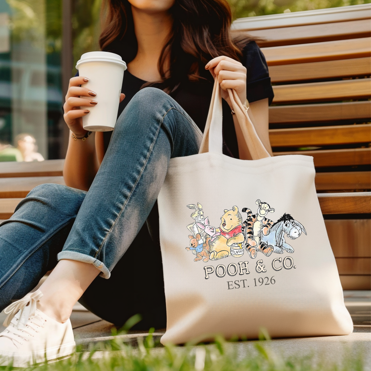 Printed Shopping Bag Tote Bag Pooh Bag for Life Tote Canvas Strong Bag Winnie