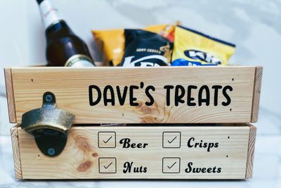 Personalised snack crate, treat box, birthday , Christmas gifts, fathers day