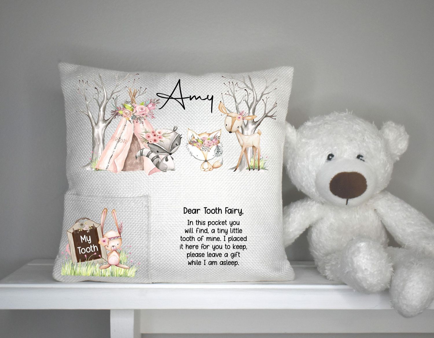 Personalised pocket pillows. The perfect keepsake gift for Tooth fairy
