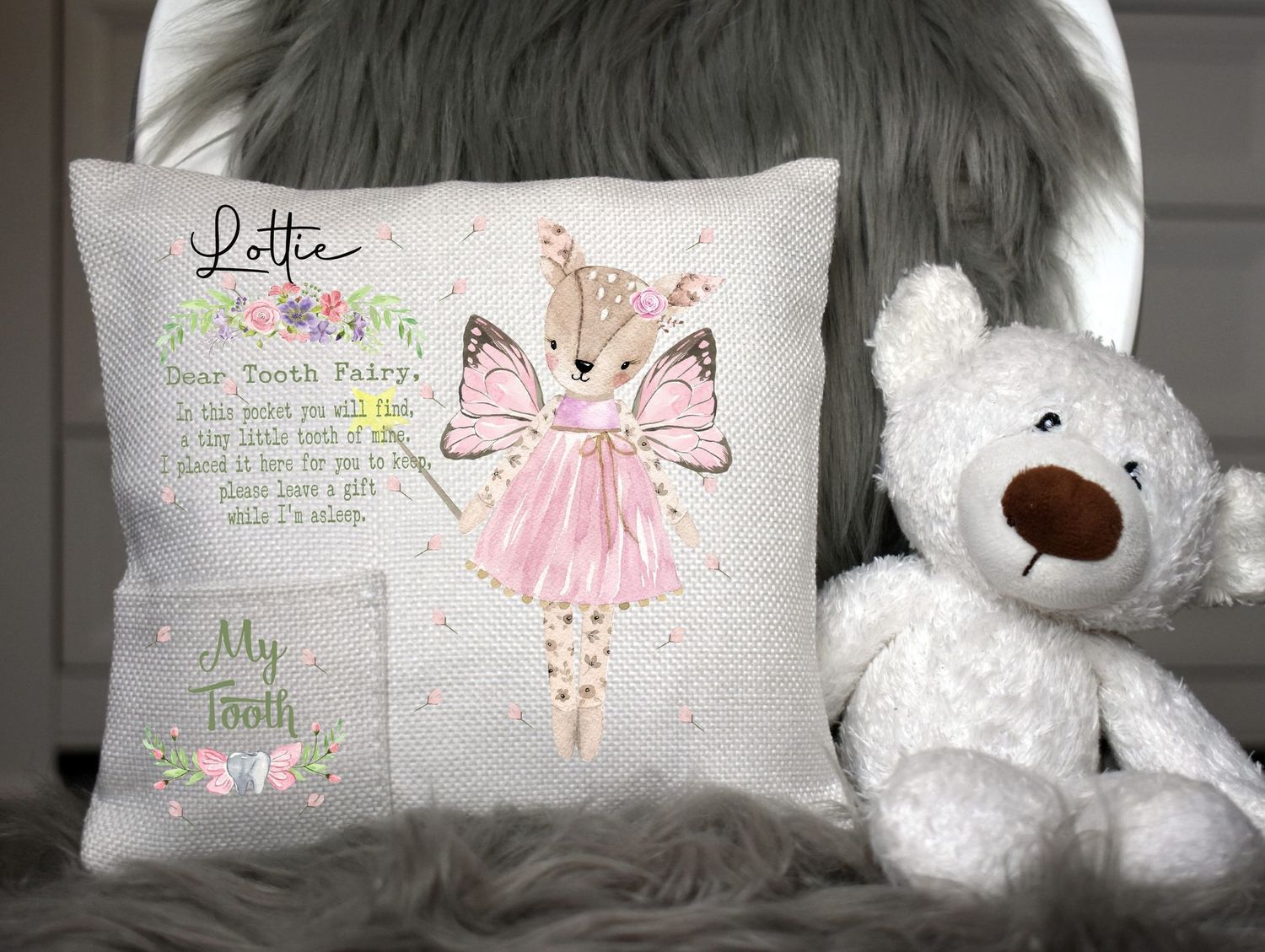 Personalised pocket pillows. The perfect keepsake gift for Tooth fairy