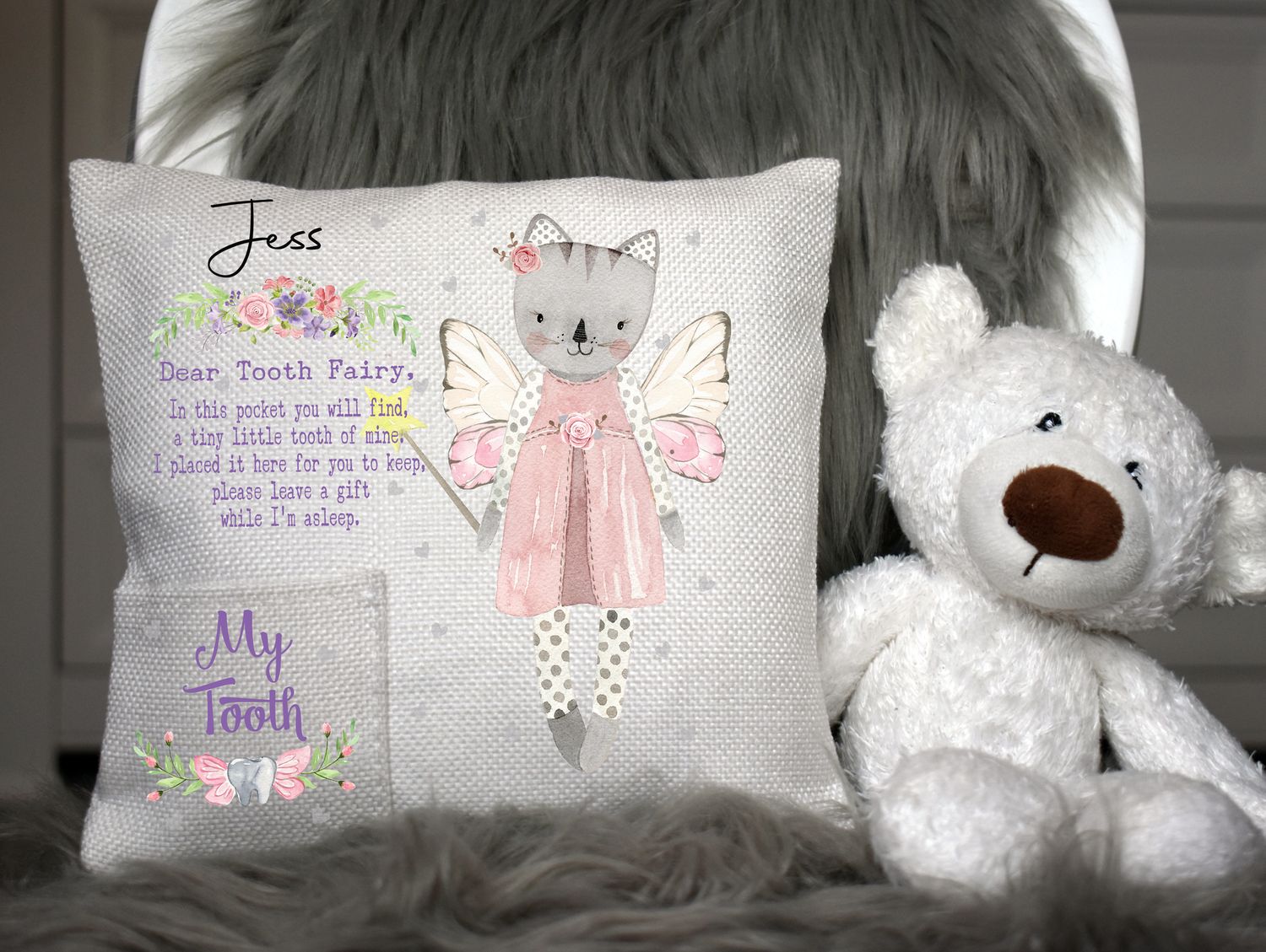 Personalised pocket pillows. The perfect keepsake gift for Tooth fairy