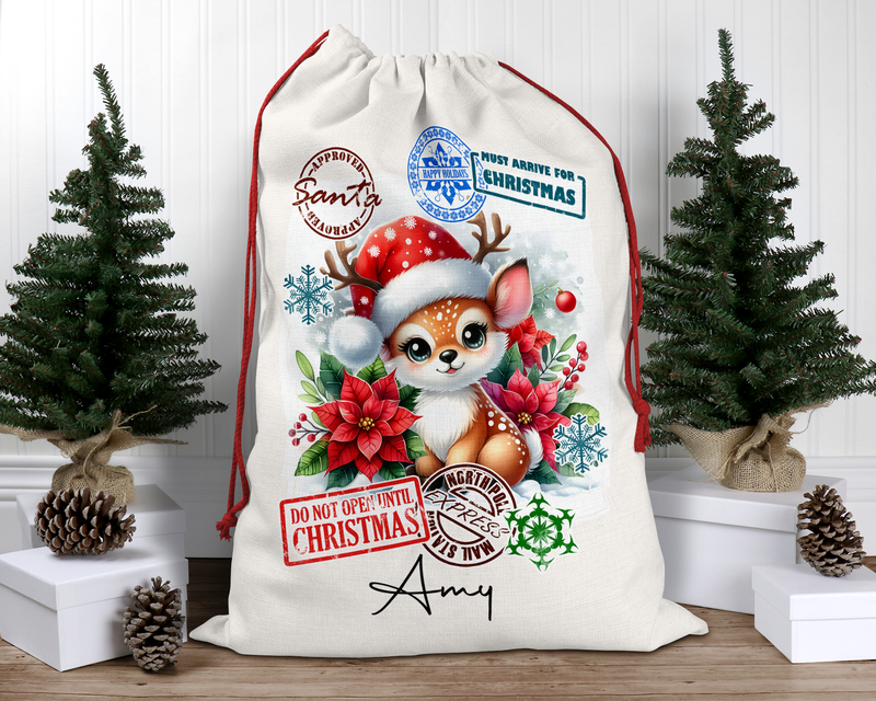 Personalised Santa Sack, Christmas Sack, Personalised Christmas Sack - Name, Initial Christmas Gift Bag, Christmas Keepsake children themed