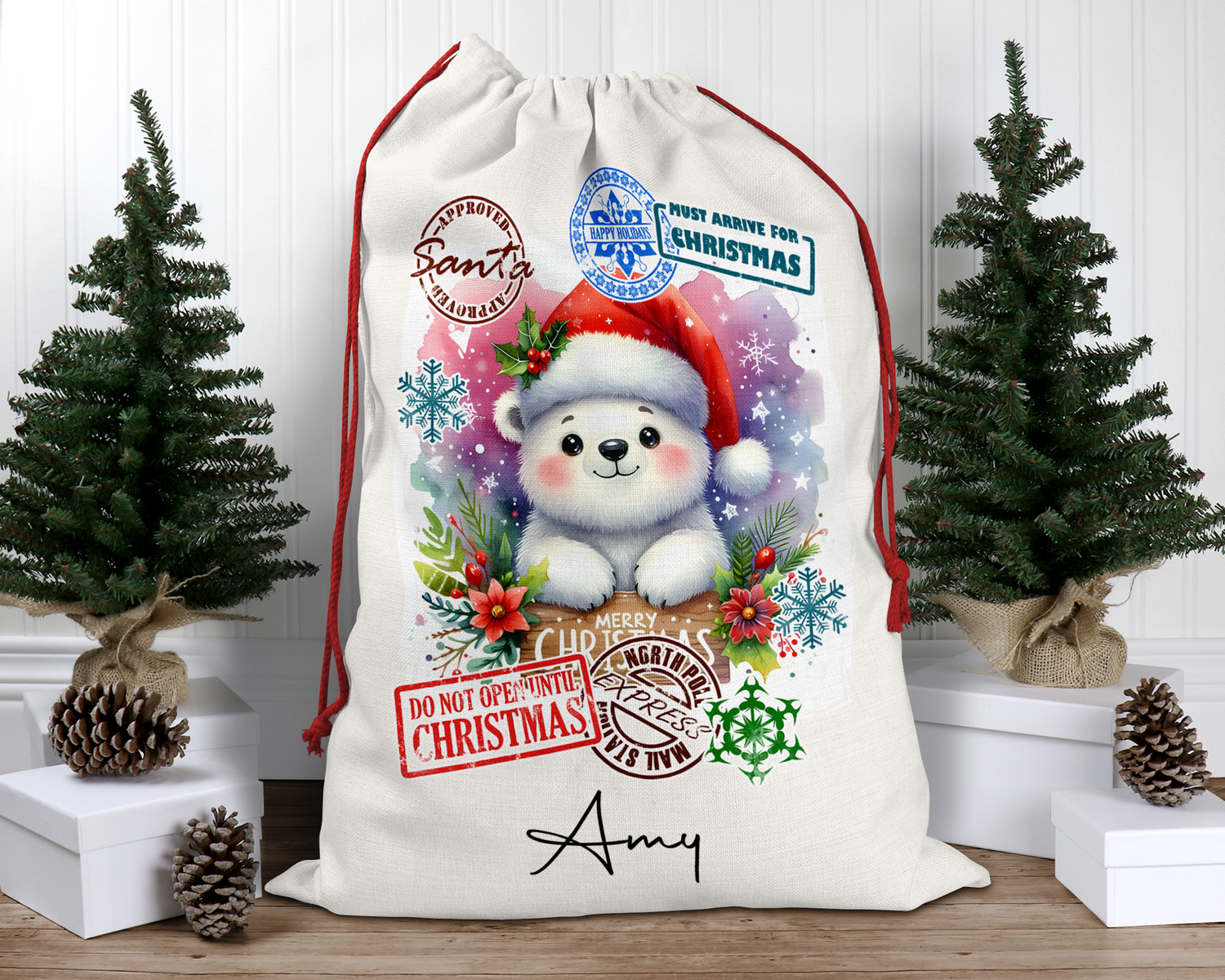 Personalised Santa Sack, Christmas Sack, Personalised Christmas Sack - Name, Initial Christmas Gift Bag, Christmas Keepsake children themed