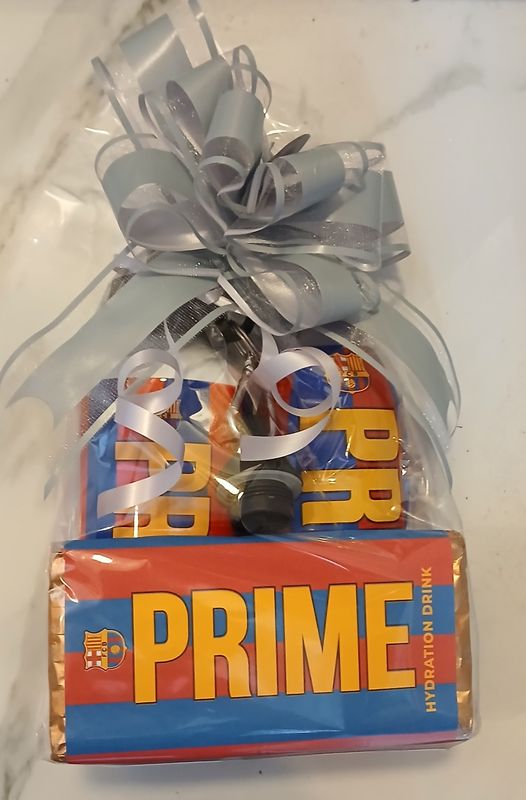 Ultimate Prime Gift Set Includes Drink, Bottle, Chocolate Gift Wrapped. Includes Barcelona prime. Personalise your complete set!