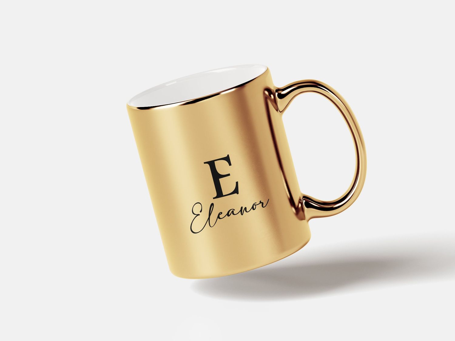 Personalised Mirror Gold Mug Name Initial Super Shiny Gold Mirror Mug