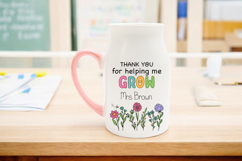 Personalised Teacher Gift Jug Vase Flowers Milk Keepsake Thank you Teacher