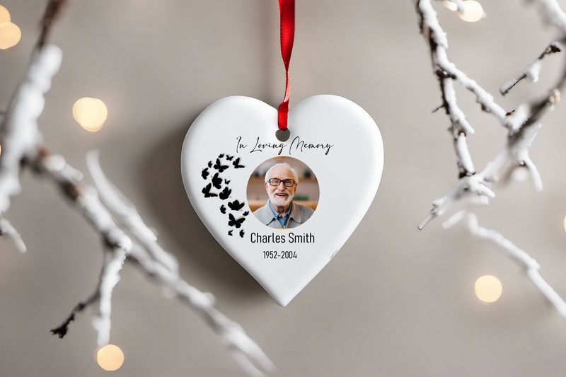 In Loving Memory Heart Ceramic hanging Ornament With Ribbon