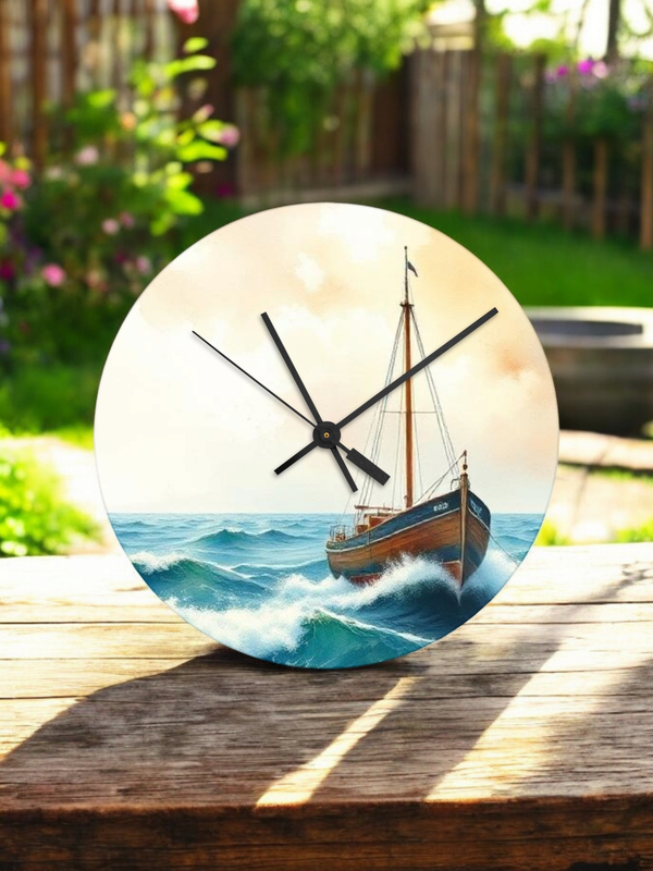 Handmade Wall Clock Glass Clock two Sizes Available Boat Design 20/30cm