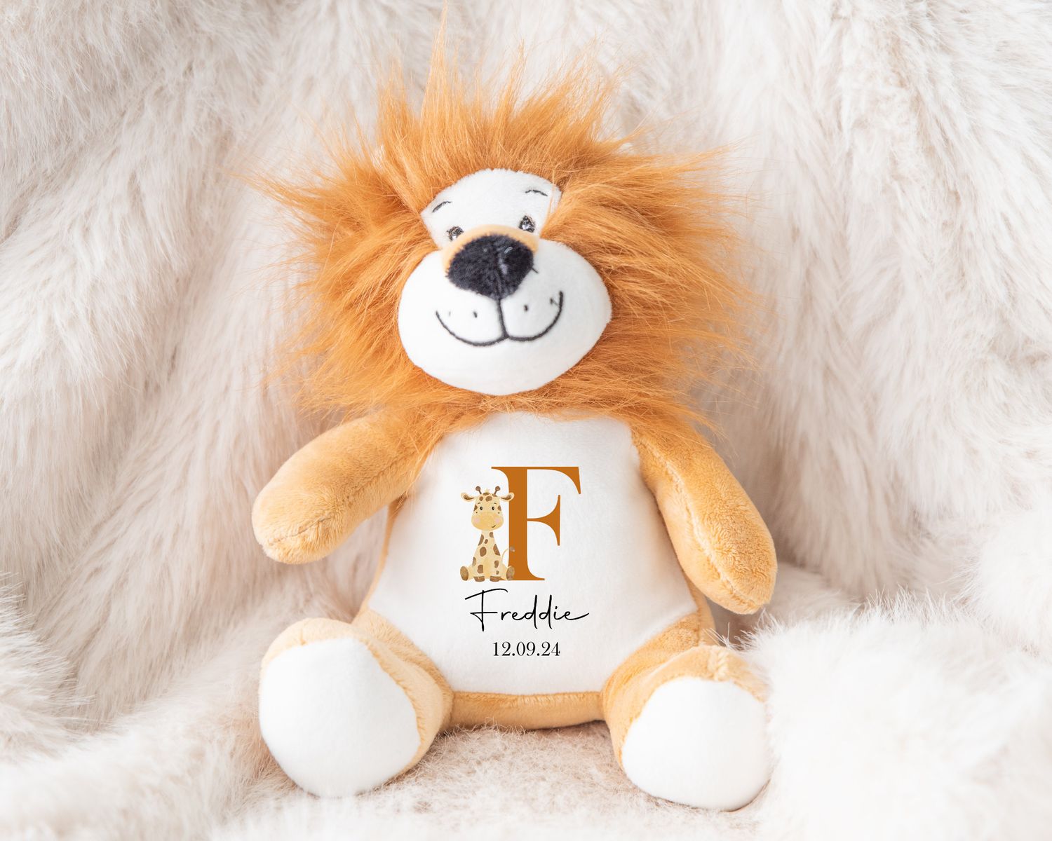 Beautiful personalised Lion Birth Keepsake Teddy Name DOB Safari gift