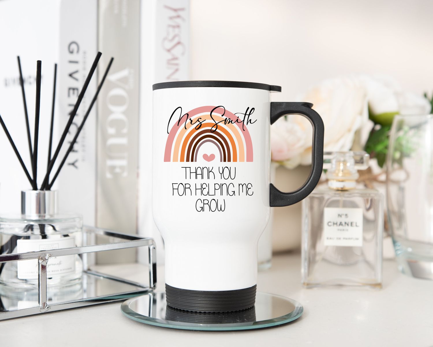 Personalised Insulated Travel Tumbler Teacher Thank you for Helping me Grow Choose Name