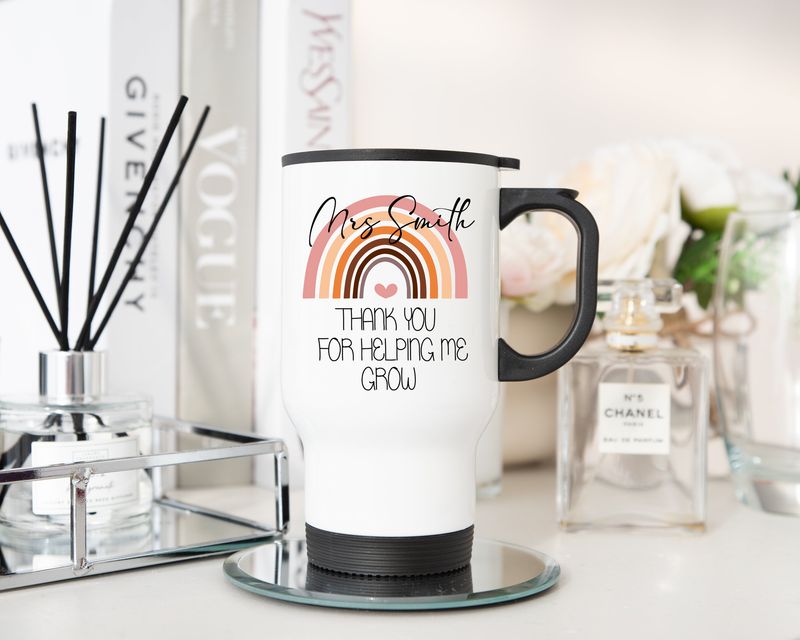 Personalised Insulated Travel Tumbler Teacher Thank you for Helping me Grow Choose Name