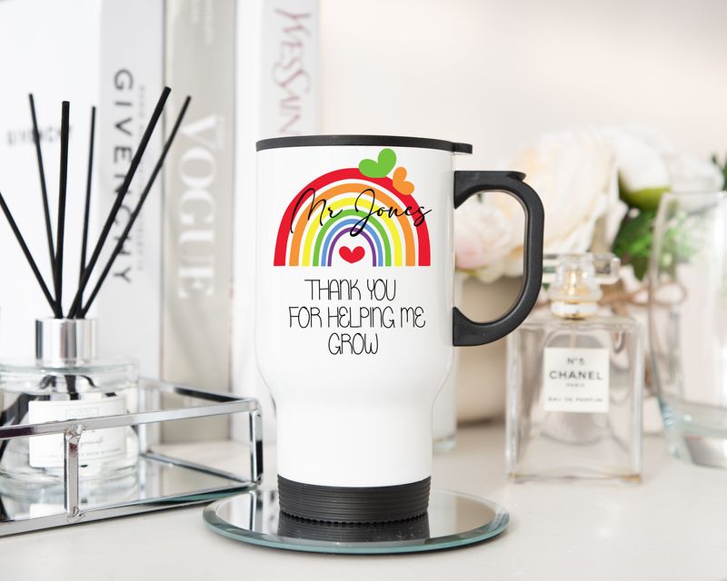Personalised Insulated Travel Tumbler Teacher Thank you for Helping me Grow Choose Name