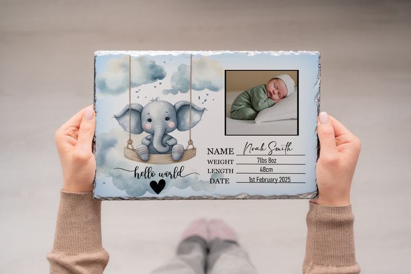 Baby Birth Photo Keepsake Slate Birth Annoucement Photo Gift Keepsake