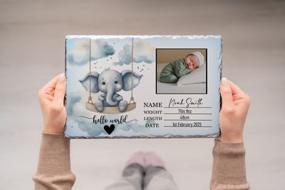 Baby Birth Photo Keepsake Slate Birth Annoucement Photo Gift Keepsake
