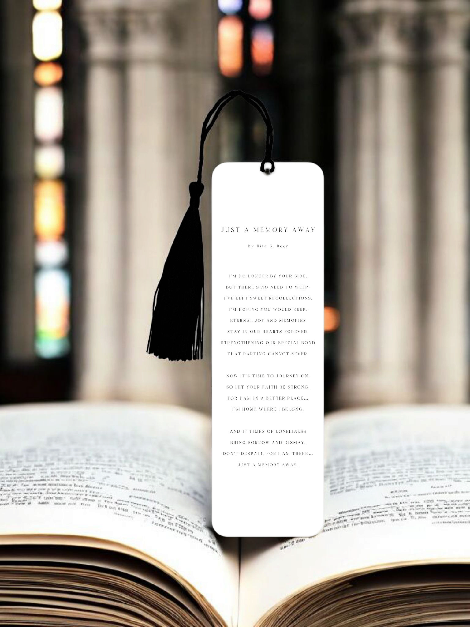 Personalised Memorial Bookmark Service Bookmark Keepsake Metal Memory Poem Photo Bookmark