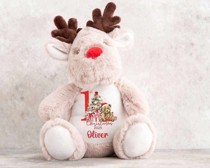 Beautiful Personalised Reindeer Soft Plushie or Ornament Personalised First Christmas  Keepsake Gift