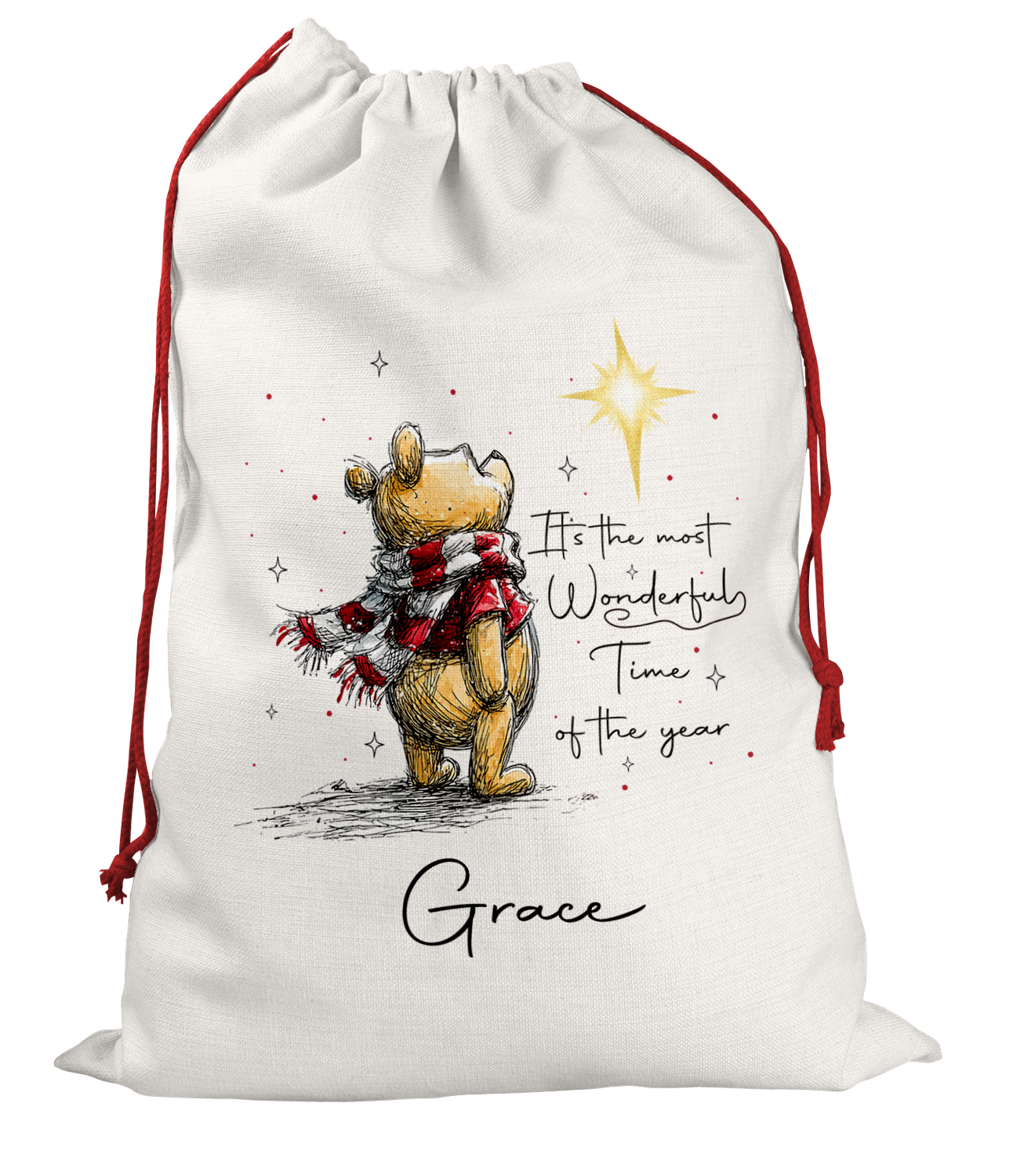 Personalised Santa Sack, Christmas Sack, Personalised Christmas Sack - Name, Initial Christmas Gift Bag, Christmas Keepsake Winnie the Pooh
