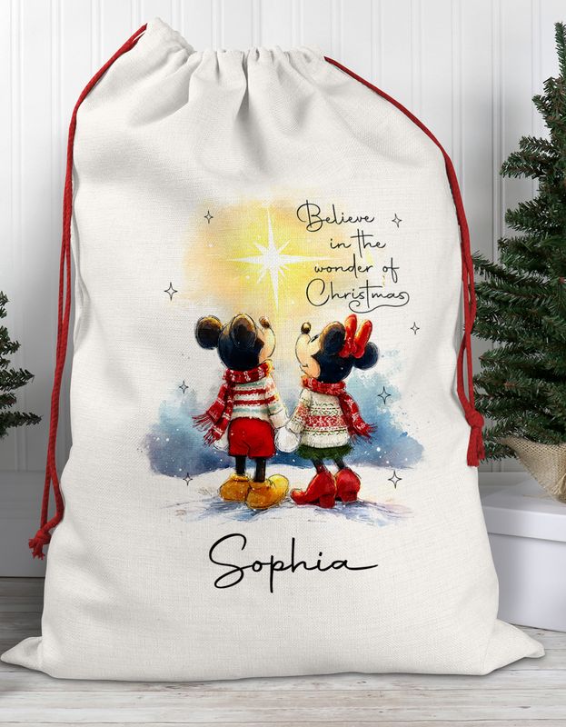Personalised Santa Sack, Christmas Sack, Personalised Christmas Sack - Name, Initial Christmas Gift Bag, Christmas Keepsake Minnie Personalised Santa Sack, Christmas Sack, Personalised Christmas Sack - Name, Initial Christmas Gift Bag, Christmas Keepsake Minnie