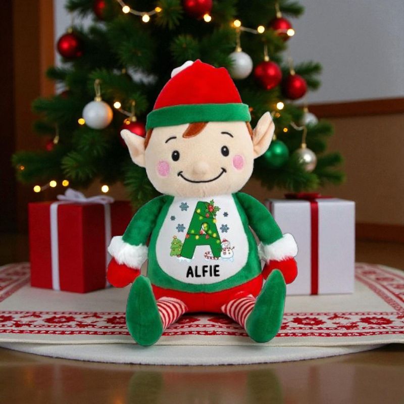 Personalised Christmas Elf Name Initial Personal Elf Gift for Christmas Cuddly Plushie Elf Add Name