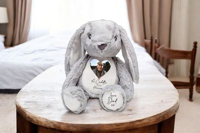 Personalised Memorial Bunny Teddy Cuddle from Heaven Teddy Add you Picture and message 