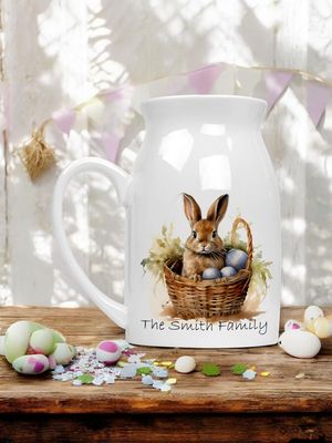 Personalised Easter Gift Jug For Flowers Milk Personalised Easter Design Name Family Name