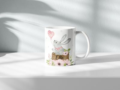 Personalised Easter Mug Easter Bunny Easter Eggs With Name Durable Bone China Mug 12oz