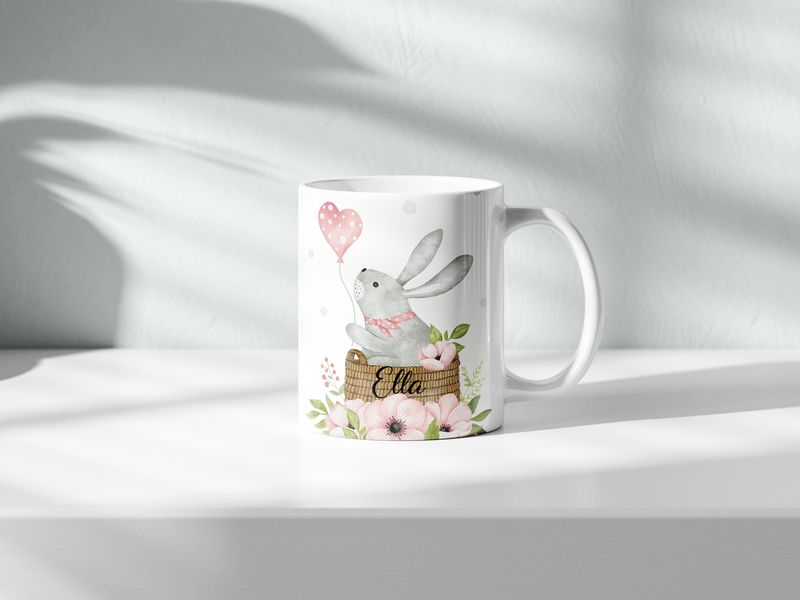 Personalised Easter Mug Easter Bunny Easter Eggs With Name Durable Bone China Mug 12oz