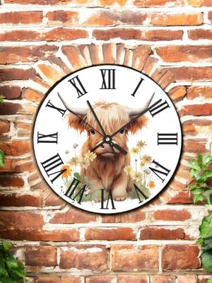 Handmade Wall Clock Glass Clock two Sizes Available Highland cow 20/30cm