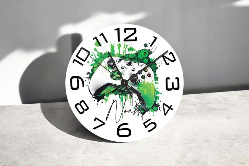 Handmade Wall Clock 30cm Wall Clock with Xbox Design Gamer Gaming