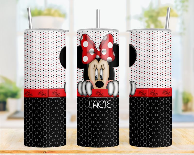 20Oz Vintage Minnie themed Insulated tumbler with stainless steel straw and lid