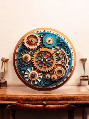 Handmade Wall Clock Glass Clock two Sizes Available Mechanical Cog Design 20/30cm