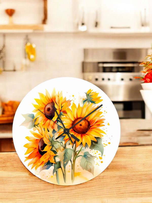Handmade Wall Clock Glass Clock two Sizes Available Sunflower Design 20/30cm
