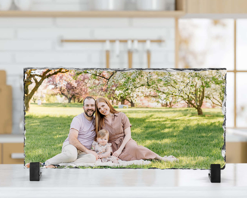 Personalised Rectangle Photo Slate Perfect Gift Real Slate Gift with Stand 29cm x 19.5 XL