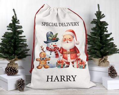 Personalised Santa Sack, Christmas Sack, Personalised Christmas Sack - Name, Initial Christmas Gift Bag, Christmas Keepsake Santa Special Delivery themed