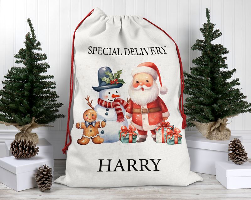 Personalised Santa Sack, Christmas Sack, Personalised Christmas Sack - Name, Initial Christmas Gift Bag, Christmas Keepsake Santa Special Delivery themed Personalised Santa Sack, Christmas Sack, Personalised Christmas Sack - Name, Initial Christmas Gift Bag, Christmas Keepsake Santa Special Delivery themed
