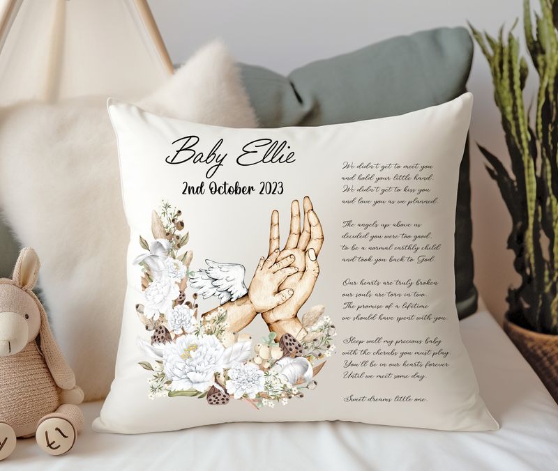 Personalised Cushion Baby Loss Born Baby Memorial Cushion Supersoft memory cushion 40x40cm cover or cover and filling