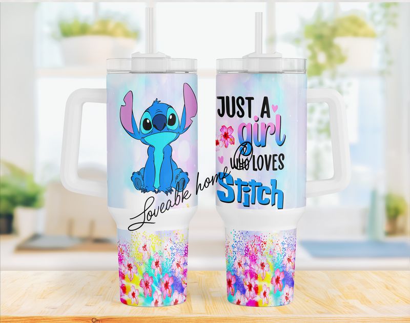 40oz personalised insulated tumbler with handle lid and straw stitch design boxed gift