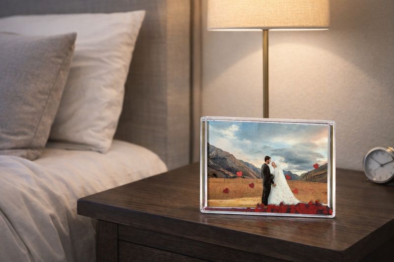 Personalised Photo Block Heart Glitter Shake Photo Block Freestanding Shake Hearts 10x15cm