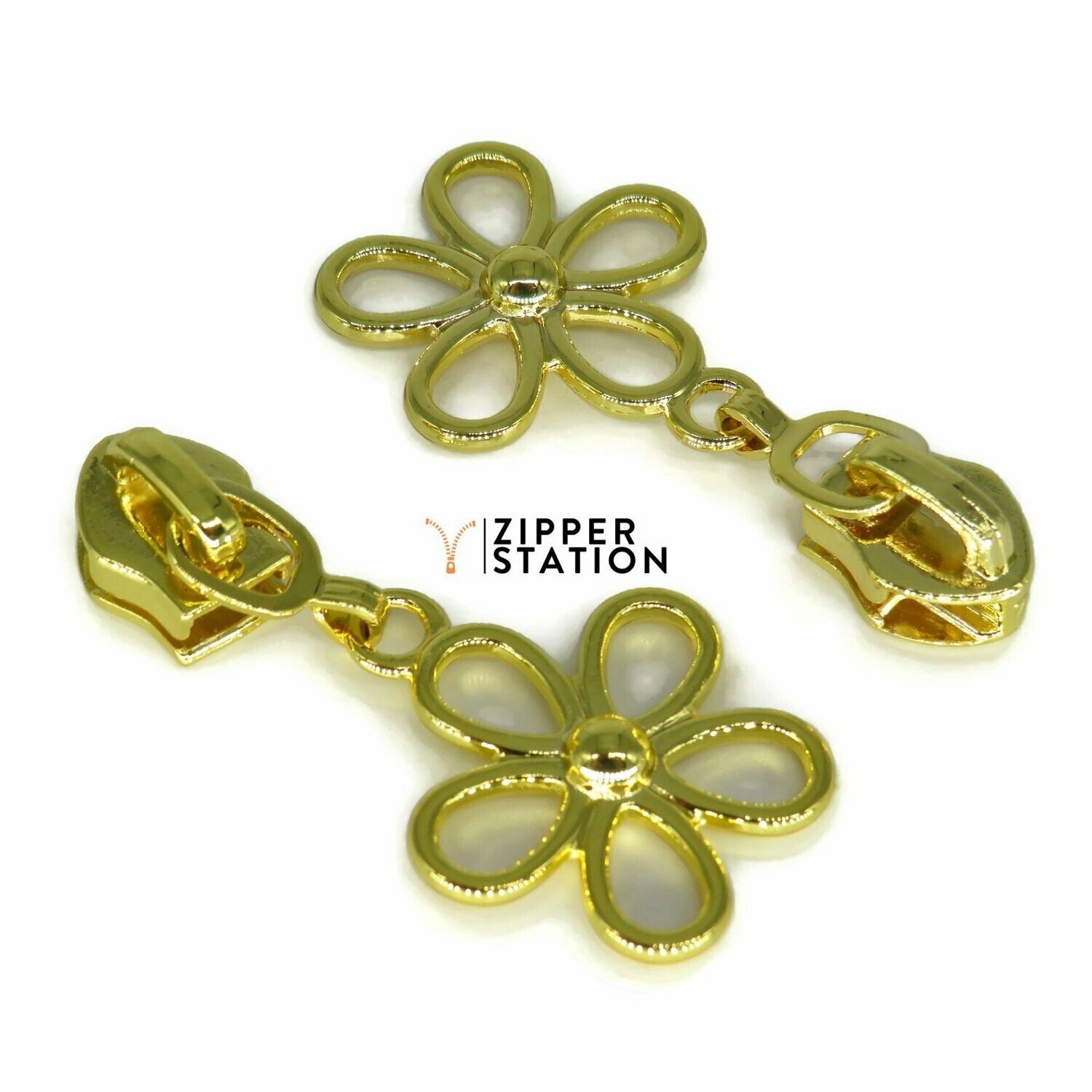 #5 Nylon Coil Zip Sliders/Pulls - Daisy Pull, Colour: Gold