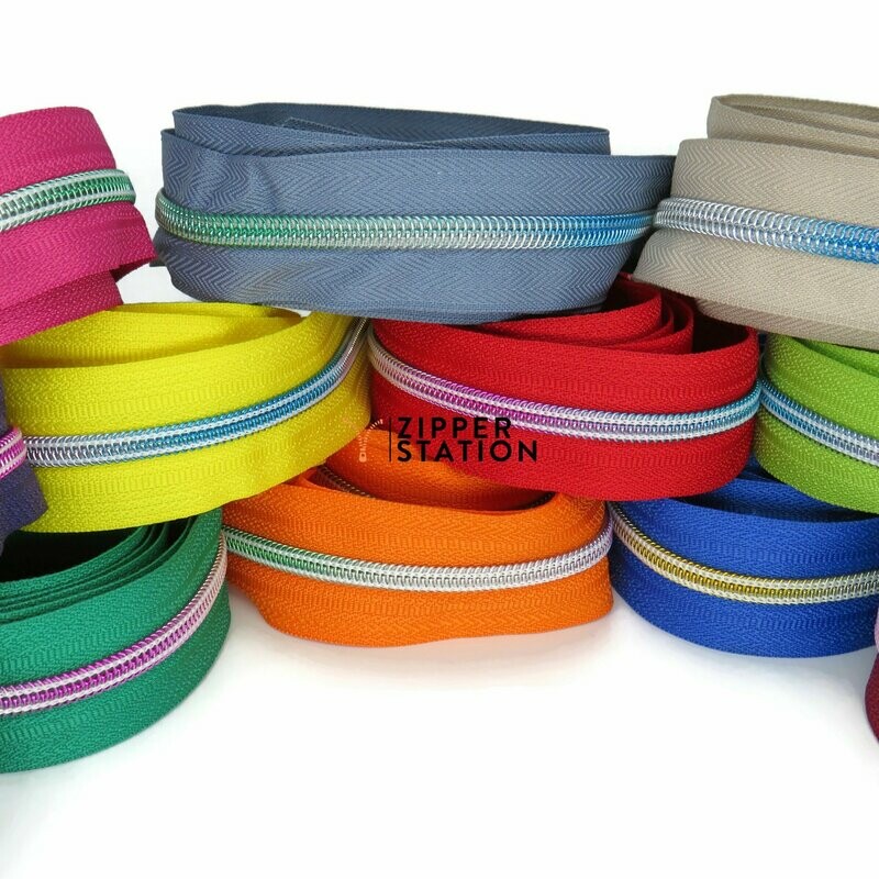 Nylon Continuous #5 Zip - Rainbow Teeth (NO SLIDERS)