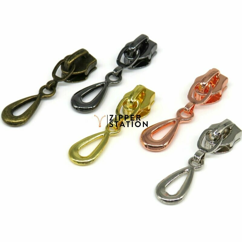 #5 Nylon Coil Zip Sliders/Pulls - Tear Drop